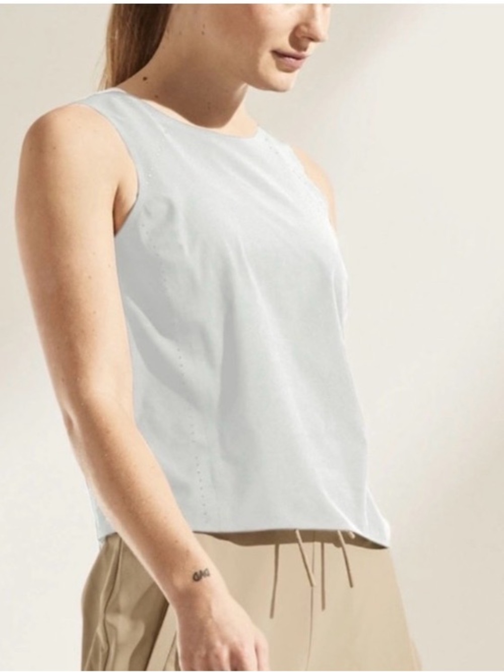Athleta White Tierra Crop Lasercut Tank